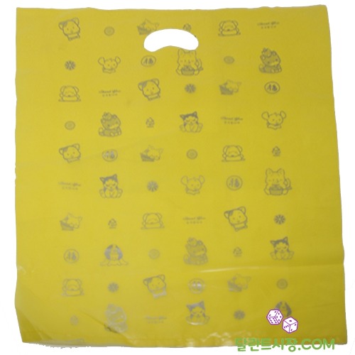 팬시 봉투 노란 비닐 쇼핑백 (중)  색상:노랑, 사이즈 : 35*45cm -100매 비닐봉투 손잡이( 선물포장 비닐 봉투)/팬시 비닐봉지 비니루봉투